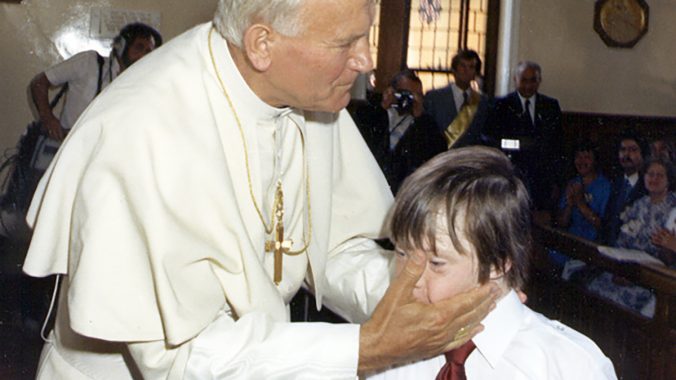 Pope John Paul II visits Saint Joseph's Hospital